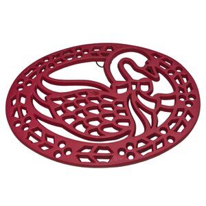 Goose Swan Potholder Trivet Red Cast Iron Metal Stove Decor Vintage